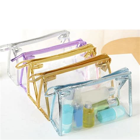 wholesale clear cosmetic bags|10x5.25 clear make up bag.